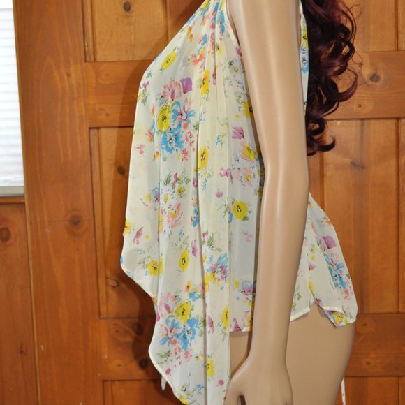 Women's fancy sleeveless Floral Print Chiffon Fabric Bohemian CardiganScarf Vest - Picture 4 of 5